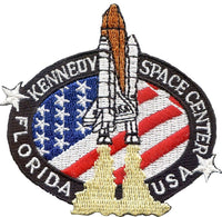 NASA Kennedy Space Center Florida USA Flag Iron-On Patch [Black]