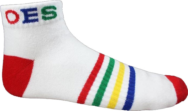 Eastern Star Striped Pair Ladies Ankle Socks [White]