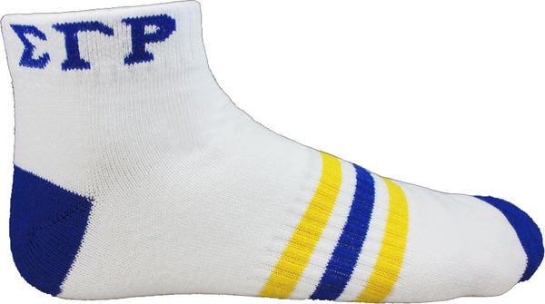 Sigma Gamma Rho Striped Pair Ladies Ankle Socks [White]