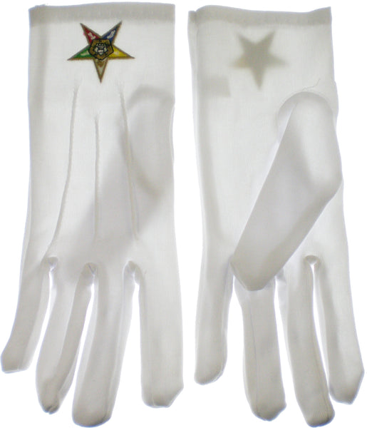 Eastern Star Emblem Ladies Ritual Gloves [White]