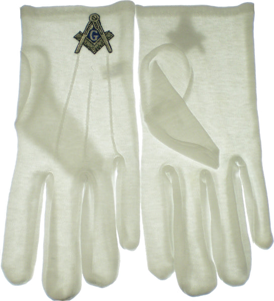 Mason Emblem Mens Ritual Gloves [White/Silver]