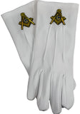 Mason Emblem Mens Ritual Gloves [White/Gold]