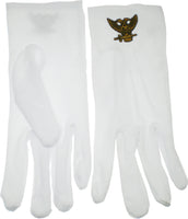 Scottish Rite 32nd Degree Wings Up Emblem Mens Ritual Gloves [White]