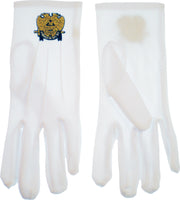 Scottish Rite 32nd Degree Wings Down Emblem Mens Ritual Gloves [White]