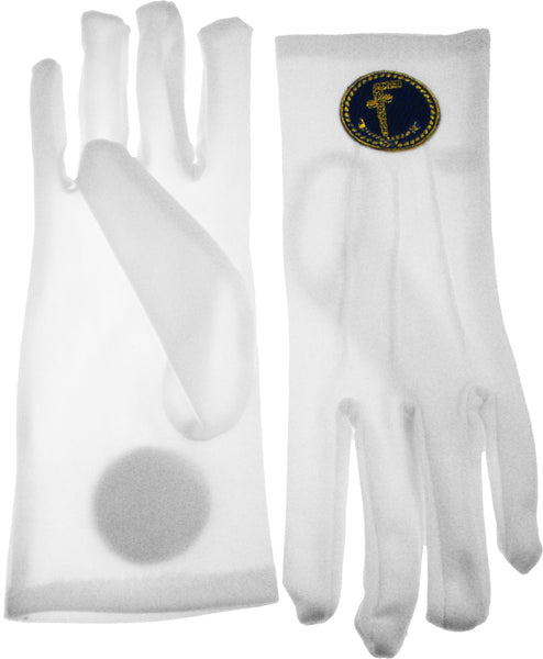 Two Ball Cane Emblem Mens Ritual Gloves [White]
