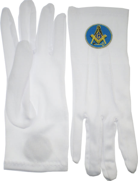 International Mason Emblem Mens Ritual Gloves [White]