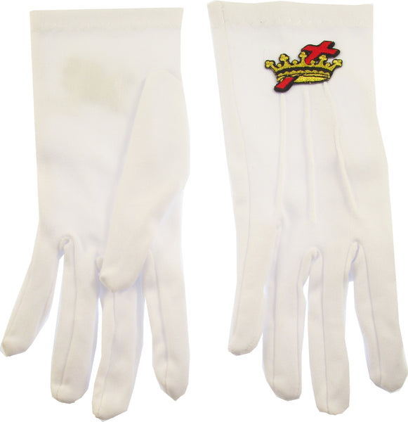 Order Of Cyrenes Cross & Crown Emblem Ladies Ritual Gloves [White]