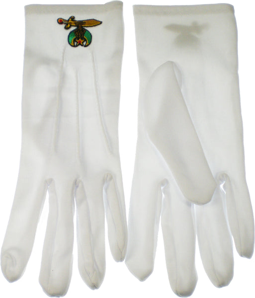 Shriner Emblem Mens Ritual Gloves [White]