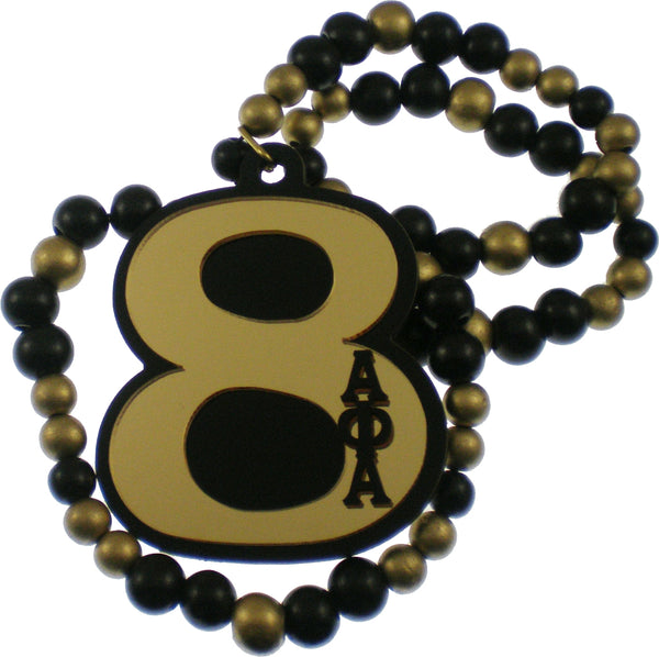Alpha Phi Alpha Wood Color Bead Tiki Line #8 Medallion [Black/Gold]