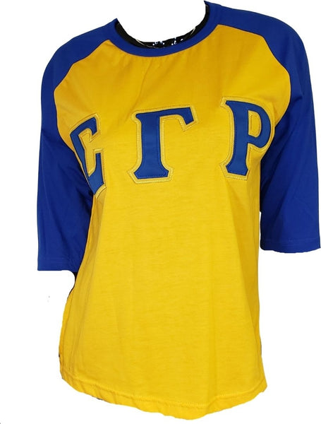 Buffalo Dallas Sigma Gamma Rho Baseball T-Shirt [3/4 Sleeve - Gold]