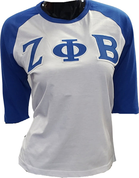 Buffalo Dallas Zeta Phi Beta Baseball T-Shirt [3/4 Sleeve - White]