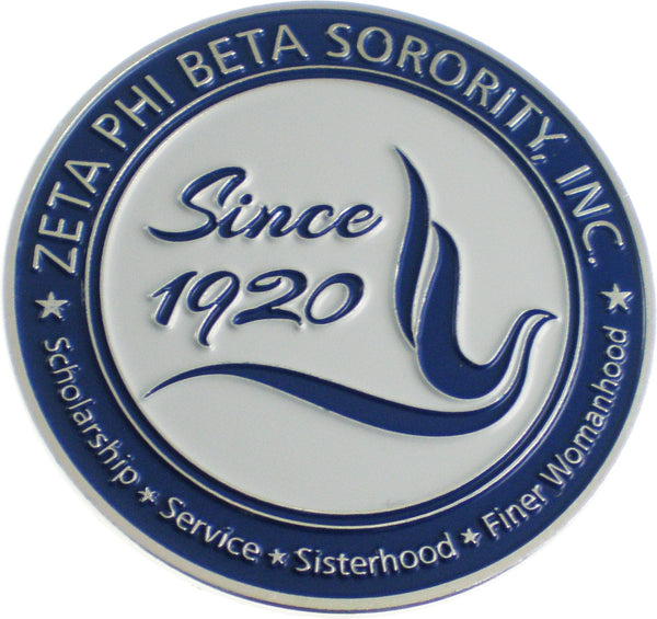 Zeta Phi Beta Round Crest Die-Cut Car Badge [White]