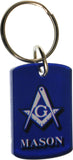 Mason Pattern Backed Dog Tag Key Chain [Blue]