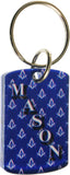 Mason Pattern Backed Dog Tag Key Chain [Blue]