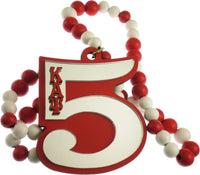 Kappa Alpha Psi Wood Color Bead Tiki Line #5 Medallion [Red/White]