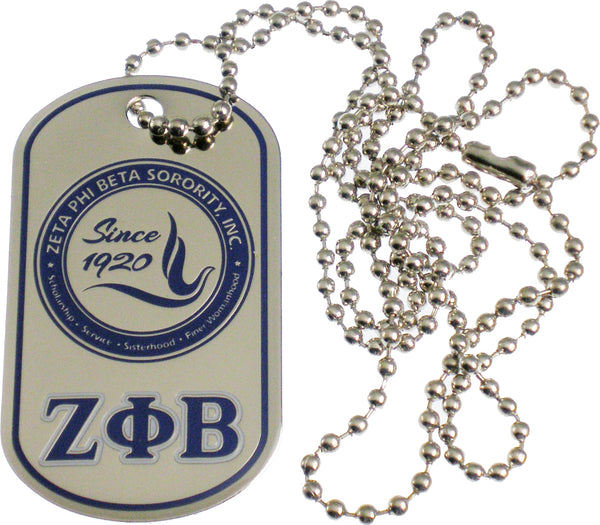 Zeta Phi Beta Epoxy Coated Double Sided Dog Tag [Silver]