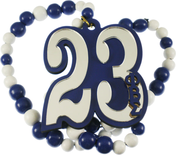 Phi Beta Sigma Wood Color Bead Tiki Line #23 Medallion [Blue/White]
