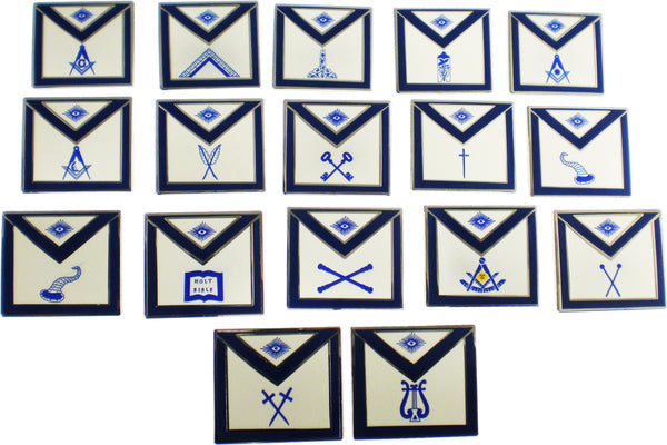 Masonic Apron Lodge Officer Lapel Pin Set [Silver]