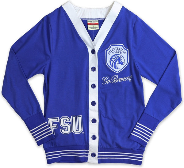 Big Boy Fayetteville State Broncos S2 Light Weight Ladies Cardigan [Royal Blue]