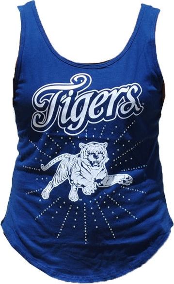 Big Boy Jackson State Tigers Rhinestone Ladies Tank Top [Navy Blue]