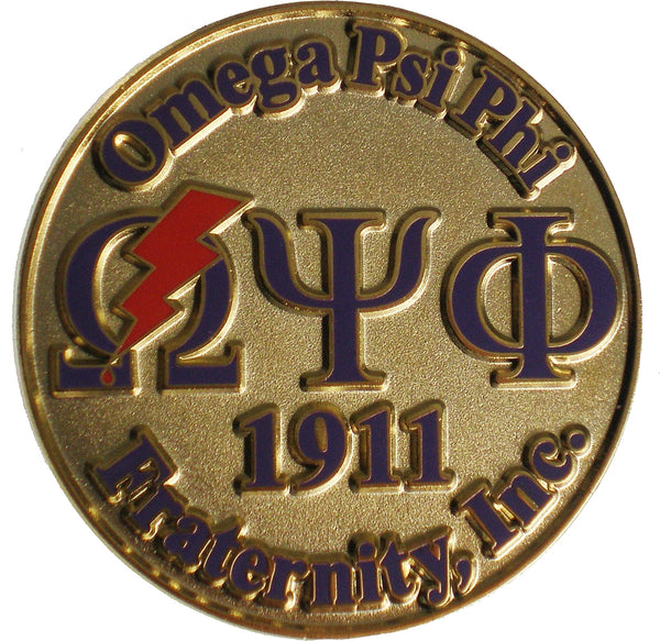 Omega Psi Phi Bolt Sandblast & Raised Lapel Pin [Gold]