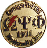 Omega Psi Phi Bolt Sandblast & Raised Lapel Pin [Gold]