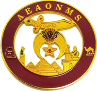AEAONMS Shriner Round Cut Out Heavy Weight Car Emblem [Maroon]