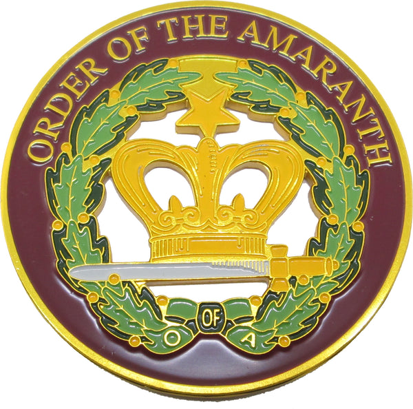 Order of the Amaranth Round Cut Out Heavy Weight Car Emblem [Gold]