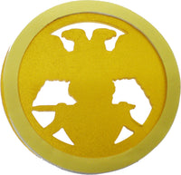 Scottish Rite 32nd Degree Wings Down Round Cut Out Heavy Weight Car Emblem [Gold]