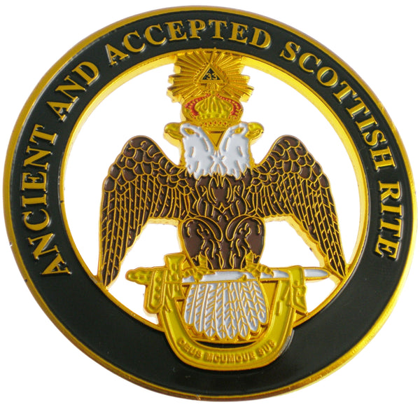 Scottish Rite Auto Emblem Scottish Rite 33rd Degree Wings Down Round Cut Out Heavy Weight Car ...