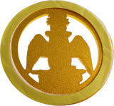 Scottish Rite 33rd Degree Wings Down Round Cut Out Heavy Weight Car Emblem [Gold]