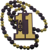 Omega Psi Phi Wood Color Bead Tiki Line #11 Medallion [Purple/Gold]