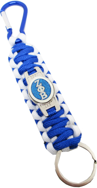 Zeta Phi Beta Paracord Woven Key Chain With Carabiner [Blue]