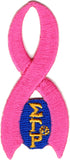 Sigma Gamma Rho Pink Ribbon Iron-On Patch [Pink]