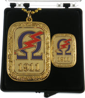 Omega Psi Phi Gold Slab Dog Tag & Lapel Pin Set [Gold]