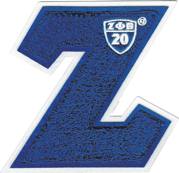 Zeta Phi Beta Letter Shield Chenille Sew-On Patch [Blue]