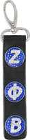 Zeta Phi Beta 3 Button Leather FOB Key Chain [Black]