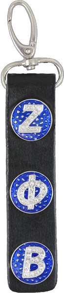 Zeta Phi Beta 3 Button Leather FOB Key Chain [Black]