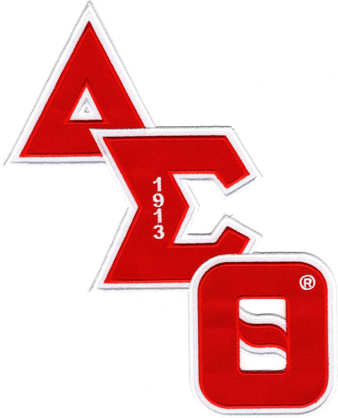 Delta Sigma Theta Diagonal Connected Twill Letter Iron-On Patch [Red]