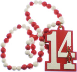 Kappa Alpha Psi Wood Color Bead Tiki Line #14 Medallion [Red/White]