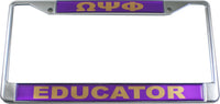 Omega Psi Phi Educator Domed License Plate Frame [Silver]