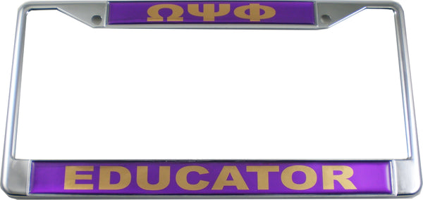 Omega Psi Phi Educator Domed License Plate Frame [Silver]