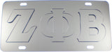 Zeta Phi Beta Raised Letter Mirror License Plate [Silver/Silver]