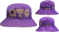 Omega Psi Phi Embroidered Bucket Hat [Purple]