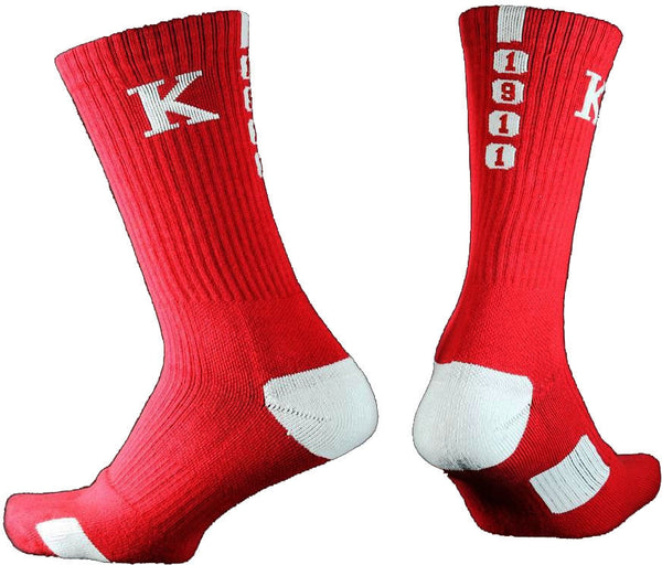 Kappa Alpha Psi Greekfeet Mens Athletic Dri-Fit Crew Socks [Red]