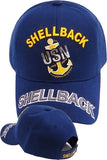 US Navy Shellback Text On Bill Mens Cap [Navy Blue]