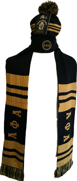 Buffalo Dallas Alpha Phi Alpha Scarf & Skull Cap Set [Black]