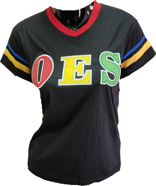 Buffalo Dallas Eastern Star Striped V-Neck T-Shirt [Short Sleeve - Black]