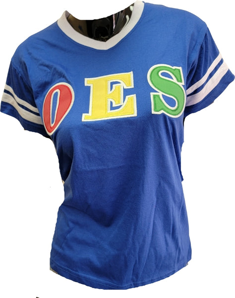 Buffalo Dallas Eastern Star Striped V-Neck T-Shirt [Short Sleeve - Blue]