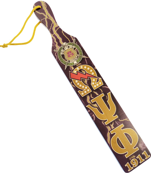 Omega Psi Phi Printed Symbol Crest Wood Paddle [Brown]
